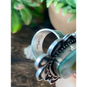 Alex Sanchez Sonoran Mountain Turquoise Sterling <b>Silver</b> <b>Ring</b> Size 8 Vermeil Rhodium Boho <b>Statement</b> Piece for Everyday Wear - Product Image 6