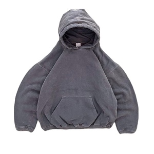 Sweat-shirts à capuche épais à fermeture éclair intégrale, délavés à l'acide, avec broderie appliquée et motifs personnalisés, style vintage, vente en gros - Product Image 1