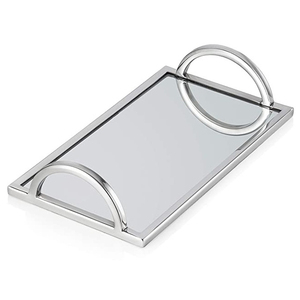Bandejas para servir comida con espejo de cristal rectangular elegante bandeja de Metal dorado hecha a mano - Product Image 5