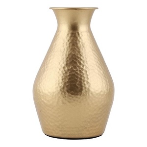 Pot de fleur martelé décoratif élégant pot de fleur en cuivre antique à l'aspect gaufré vase de sol au design classique pour la décoration de la maison - Product Image 1