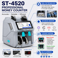 Compteur de billets multi-devises SEMTOM ST-4520, machine de comptage d'argent, dénomination mixte, double CIS, UV, MG, IR, compteur de valeur pour banque