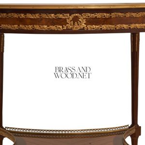 Mesa de Entrada Clásica de Lujo con Incrustaciones de Madera y Detalles de Latón - Product Image 5