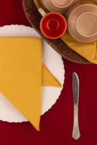 Servilletas de mesa recicladas de alta calidad, servilletas lisas tejidas amarillas para boda, cocina, cena, uso de avión, para restaurantes, hoteles - Product Image 5