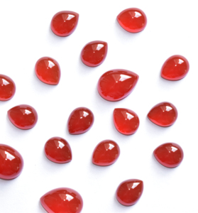 Cabujón calibrado de pera de ónix rojo Cabujón de piedras preciosas sueltas Parte posterior plana para la fabricación de joyas 5X3 MM a 20X15 MM Ágata roja y Aqeeq. - Product Image 3