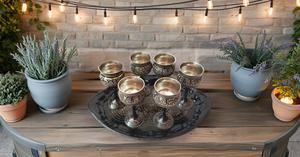 Juego de 6 copas con bandeja de latón puro, copa de vino, whisky, cóctel, Bar, Hotel, restaurante, copa para servir - Product Image 5