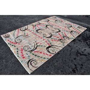 Alfombra turca beige moderna de 6,1x9,3 pies, tejido plano para decoración de sala de estar, patrón rectangular con diseño de pasillo - Product Image 3