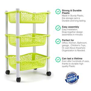 Yellow Sturdy Durable Heavy Duty Rolling Cart for Kitchen Office Bathroom Storage Trolley 3 Tier <strong>Vegetable</strong> <strong>Rack</strong> <strong>on</strong> <strong>Wheels</strong> - Product Image 4