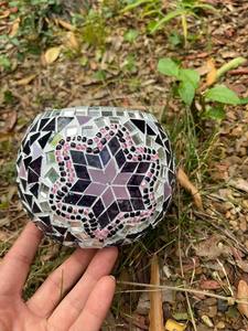 Modern Design Glass Votive <b>Set</b> <b>of</b> 2 Black & Silver Mosaic Medium Size <b>Candle</b> Votive Holder for Living Room & Hotel Decor - Product Image 4