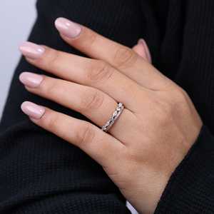 Double Row Eternity Wedding Band with <b>Emerald</b> Cut Lab Grown Diamonds Yellow Gold Bezel <b>Set</b> <b>Jewelry</b> IGI Certified - Product Image 1