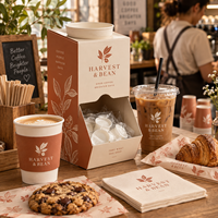 Boîte à condiments pour café personnalisée AT PACK avec logo |   Boîte de présentation pour gobelets de crème jetables pour cafés, salons de thé et plats à emporter