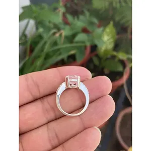 Rose Quartz Engagement Round <b>Ring</b> 925 Sterling Silver Handmade Gemstone <b>Ring</b> Wholesale Jewelry Supplier - Product Image 5