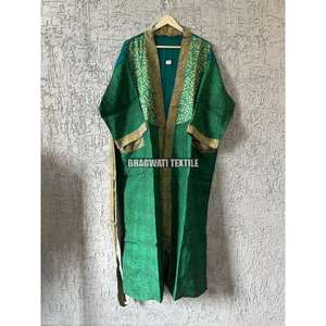 Vintage Floral Silk Saree for Women Casual Kimono Hippie Nightgown Beach Wear Sexy Thermal Kimono Sleepwear - Product Image 1