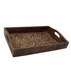 Top-tie Direct Usine Prix Conçu En Bois Foncé Fait Plateau De Service Pour La Vaisselle OEM Personnalisé Plateau De Service Acheter De L'Inde - Product Image 2