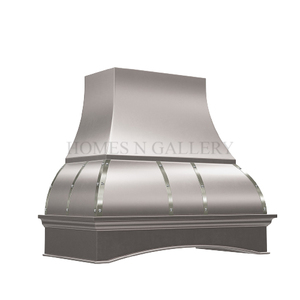 Campana extractora de acero inoxidable personalizada, hecha a mano, con acabado antiguo, montada en la pared, con remaches y tiras para isla de cocina. - Product Image 6
