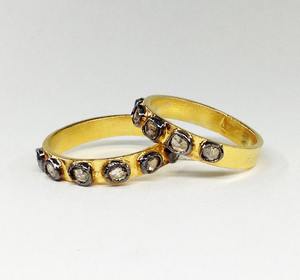 Handcrafted Sterling Silver 925 Gold Plated Natural & <b>Pure</b> Diamond Rings Bands - Product Image 6