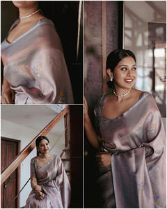 Diseñador de lujo Pure Banarasi Copper Zari Weaving Soft Silk Saree Wedding & Party Wear del fabricante indio - Product Image 6