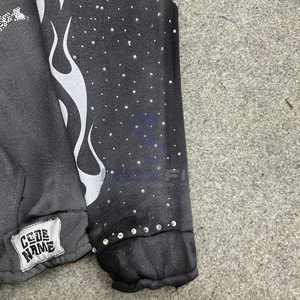 Sudaderas con capucha de diamantes de imitación a precio de fábrica al por mayor para hombre, sudadera con cremallera transpirable y elegante de color personalizado para ropa de calle - Product Image 6