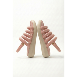 Sandales plates légères en PU rose poudré CLAY Summer avec bout carré, tendance mode, semelle intérieure en PU, fermeture facile à enfiler, 433 PN - Product Image 2