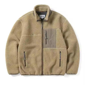 Veste personnalisée unisexe en polaire sherpa, col montant, épaisse, chaude, d'hiver, zippée, OEM, teinture et marque privée - Product Image 2