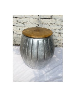 Tables basses élégantes de table d'appoint en métal de fer martelé de capot supérieur avec le capot en bois pour des meubles d'accent de salon - Product Image 5