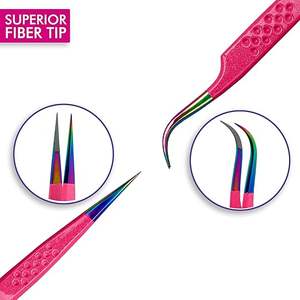 Pince à épiler professionnelle à pointe de fibre de Offres Spéciales outils de cils de ventilateur de Volume pince à épiler d'extension de cils personnalisée pince à épiler à volume - Product Image 4