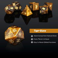Vente en gros de dés en pierres précieuses naturelles, dés personnalisés pour D&D, dés polyédriques en pierre pour jeux de rôle, Tigerite (Œil de tigre)
