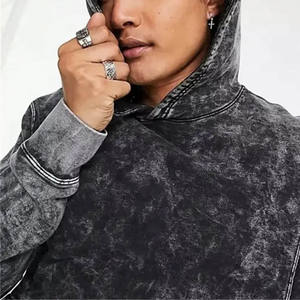 เสื้อฮู้ดดี้สตรีทแวร์แบบย้อมสีเอซิด ผ้าคอตตอนหนานุ่ม แบบเรียบ ไม่มีลาย เสื้อฮู้ดดี้เปล่าสำหรับผู้ชาย เสื้อฮู้ดดี้พิมพ์ลายตามสั่ง - Product Image 6