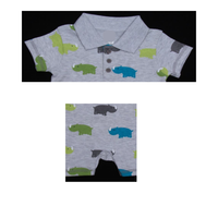 Barboteuse polo 100 % coton 210 g/m² en interlock imprimée sur toute la surface pour bébés garçons, délai de livraison d'échantillon de 7 jours, fabrication BD, approvisionnement ODM, en stock