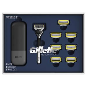 มีดโกนแบบอุ่นสำหรับผู้ชายชุดโกนหนวดสำหรับเดินทางแบบดีลักซ์โดย gillettelabs ด้ามจับ1ใบมีดสำหรับเติม2ใบแท่นชาร์จ - Product Image 3