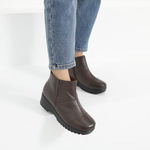 [JSHOE] Women Genuine Cow Leather Platform Ankle <b>Boots</b> 5cm Wedge Heel Casual Walking Shoes - Product Image 2