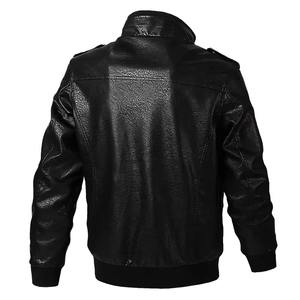 Chaqueta Bomber de Cuero Formal para Hombre al por Mayor, Color Negro, con Cierre de Cremallera Elegante, Impermeable y Resistente al Viento, OEM - Product Image 6
