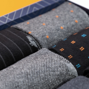 Calzini Classici da Uomo in Cotone Caldo con Motivo Grigio, 6 Paia in Confezione Regalo, Fondo Bianco in Spandex e Poliestere per Uso Quotidiano Invernale - Product Image 3