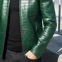 Veste en similicuir texturé haut de gamme, couleur verte, nouvelle mode, amoureuse de la mode, chaude et élégante, finition lisse, ajustement confortable