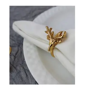 Vintage Deer Head Design Messing Metall Servietten ring halter Großhandel Tisch dekoration Hochzeit Servietten ring Hersteller