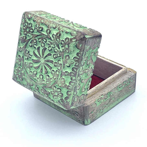 Fabrication artisanale Boîte en bois de manguier Boîte en bois brûlé sculpté attrape-rêves Design pour la décoration de bijoux - Product Image 2