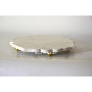 Soporte de exhibición de pastel de diseño moderno ecológico de madera de color dorado con tapa de vidrio forma de Calidad exclusiva precio barato - Product Image 2