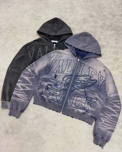 OEM personalizado 100% de alta calidad de los hombres de gran tamaño con cremallera gráfico Sudadera con capucha de algodón polar 360 GSM - Product Image 3