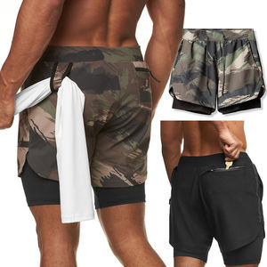 Venta caliente al por mayor de secado rápido personalizado 2 en 1 pantalones cortos para correr atléticos para hombre entrenamiento gimnasio pantalones cortos con bolsillo para teléfono envío DDP - Product Image 2