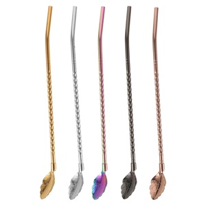 Juego de Agitadores de Cócteles con Punta de Hoja, Acero Inoxidable Premium, Mango Trenzado, Reutilizable, Acabado de Color, Herramienta de Bar para Bares Profesionales - Product Image 2