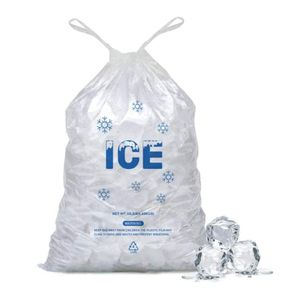 Bolsas de hielo transparente de HDPE/LDPE impresas personalizadas con cordón, Vietnam directo de precio de fábrica, fabricante de bolsas de plástico - Product Image 1