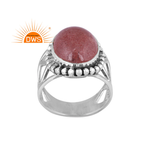 Último diseño oxidado 925 plata esterlina Natural fresa cuarzo piedra preciosa anillo apilable joyería para mujer regalo para ella - Product Image 1
