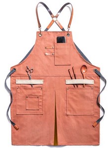 Custom Style Jeans Canvas Cotton Twill <b>Bib</b> Apron Adjustable Neck Waist Straps for Hotel Restaurant Barber Works-UNIFOAPRONS - Product Image 2