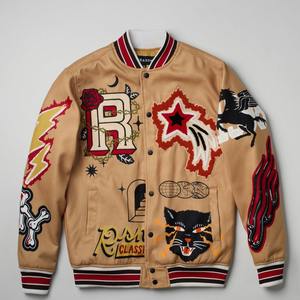 Blouson universitaire en cuir unisexe à logo personnalisé noir jaune Accents coton pour les joueurs de baseball Letterman fabricant approvisionnement en vrac - Product Image 1