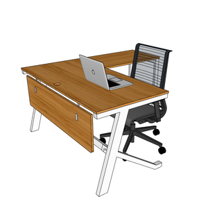 BFYB009-YBamboo 140x150cm L-Shaped Corner <b>Computer</b> <b>Desk</b> with Assembled Iron Legs - Product Image 1