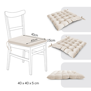 Idrorepellente e facile da pulire cuscini per sedie con cerniera 40x40x5 cm confezione da 6 con cinghie di fissaggio cuscini e cuscini - Product Image 1