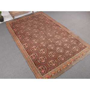 5.8x9.5 ft Large Vintage Rug, Turkish Rug, <b>Brown</b> Red Patchwork <b>Wool</b> Rug - Product Image 1