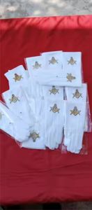 ถุงมือโท Mason Blue Lodge พร้อมผ้าคอตตอนสีขาวปักเครื่องราชกกุธภัณฑ์ด้วยหนังและริบบิ้น - Product Image 6