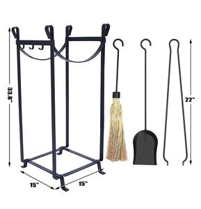 <b>Black</b> Wrought Iron Heavy Duty Logs Bin Holder 2 Layer <b>Fireplace</b> Log Rack Fireside Firewood Holders Lumber Storage Stacking - Product Image 6