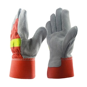 Guantes de trabajo de doble palma divididos de piel de vaca resistentes personalizados Guantes de seguridad para trabajadores de nueva construcción antideslizantes para jardinería - Product Image 4