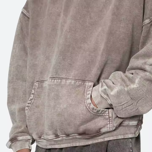 Último estilo Vintage lavado 500 Gsm French Terry Sudadera con capucha bordado desgastado Boxy técnica de lavado de ajuste de gran tamaño con logotipo personalizado - Product Image 2